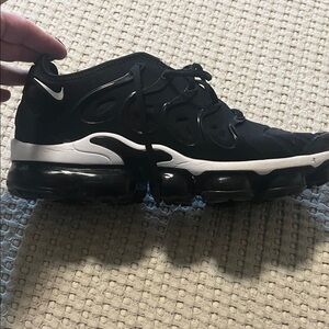 Nike Black and White VaporMax Plus Shoes